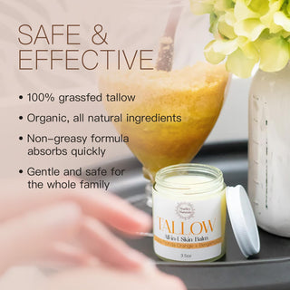 100% Organic Grassfed Tallow Balm - Orange + Bergamot